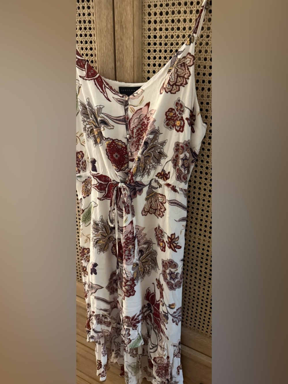 Sanctuary Cream Floral Button-Front Dress with Rust & Mauve Accents
